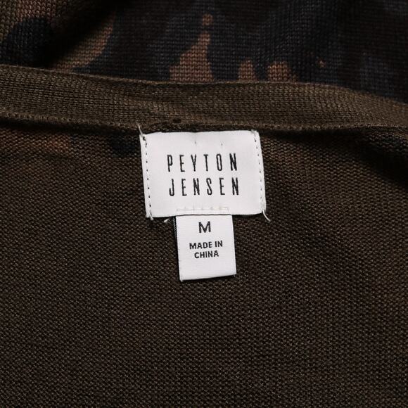 Peyton Jensen Camo Duster Cardigan Evereve Green Open Front Knit Sweater Size M - Picture 5 of 9